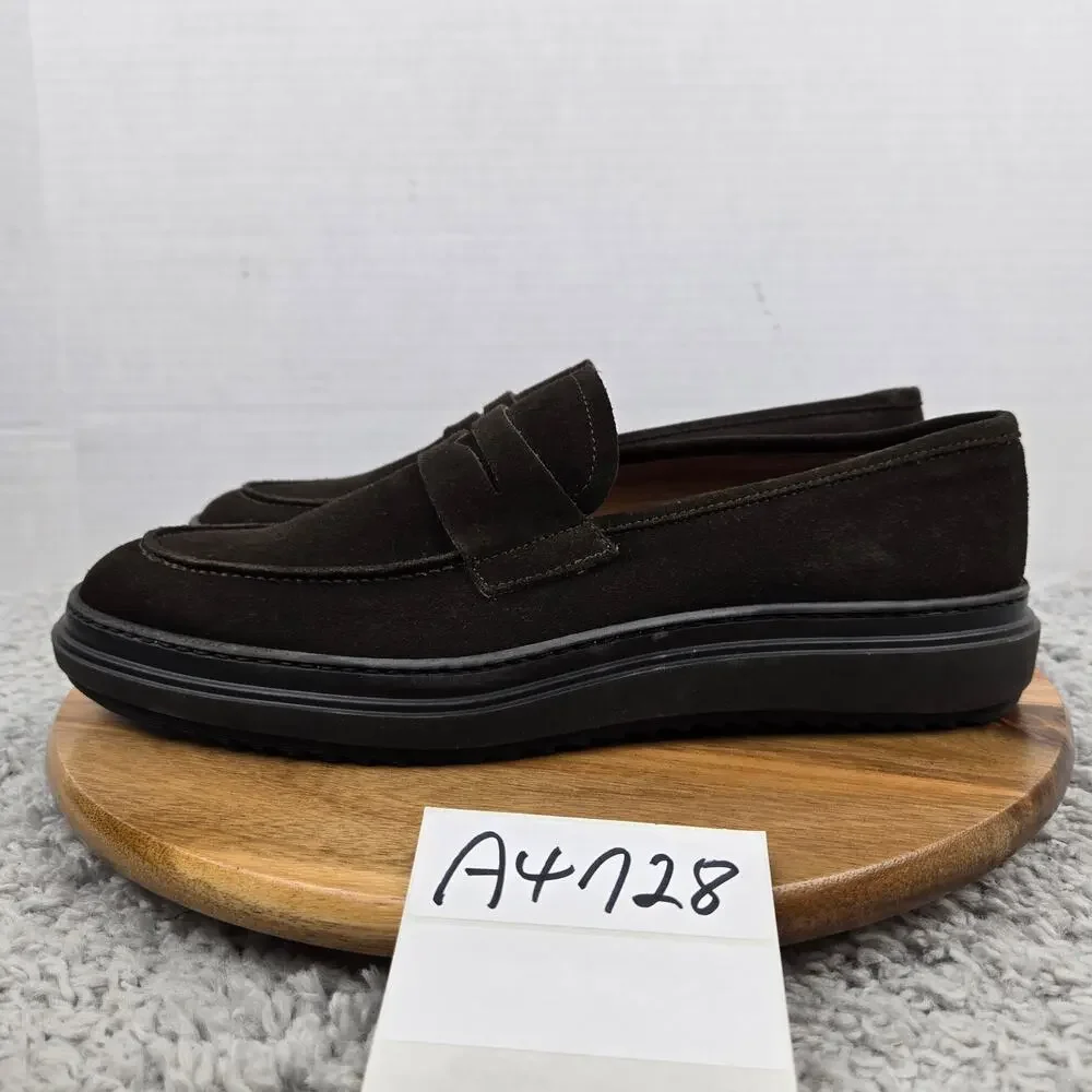 Barney's New York Mens 11 Brown Suede Business Casual Lifestyle Penny Loafer